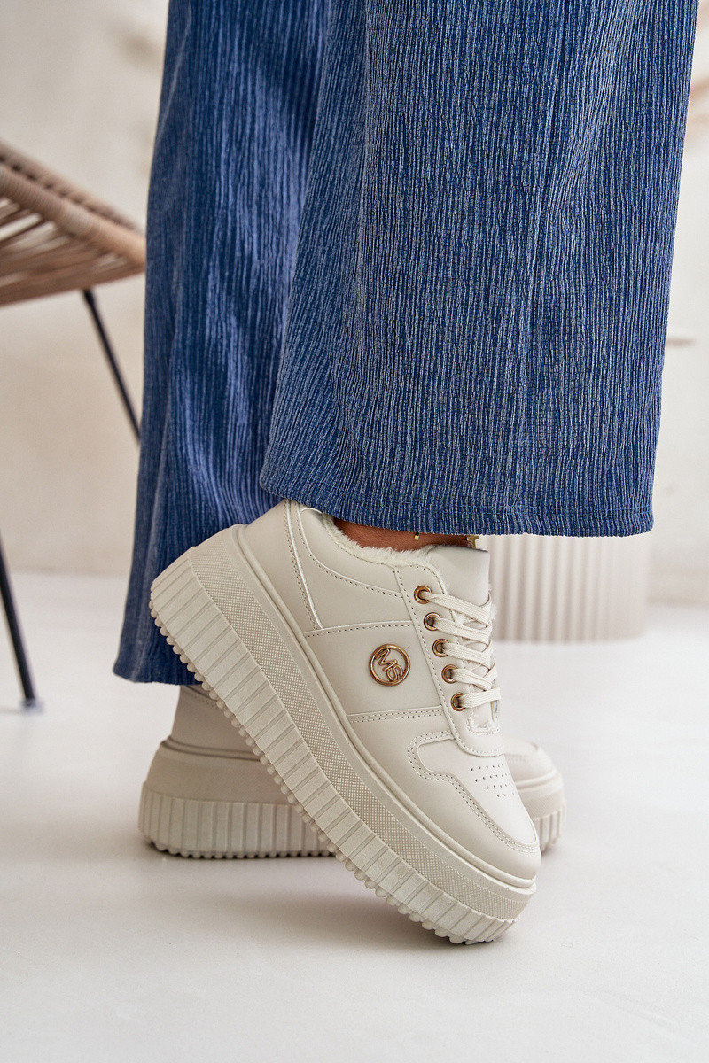 Sneakersy Sportovní Boty Dámské Zateplené Na Masivní Podešvi Béžové Verissha 40 (obrázek 9)