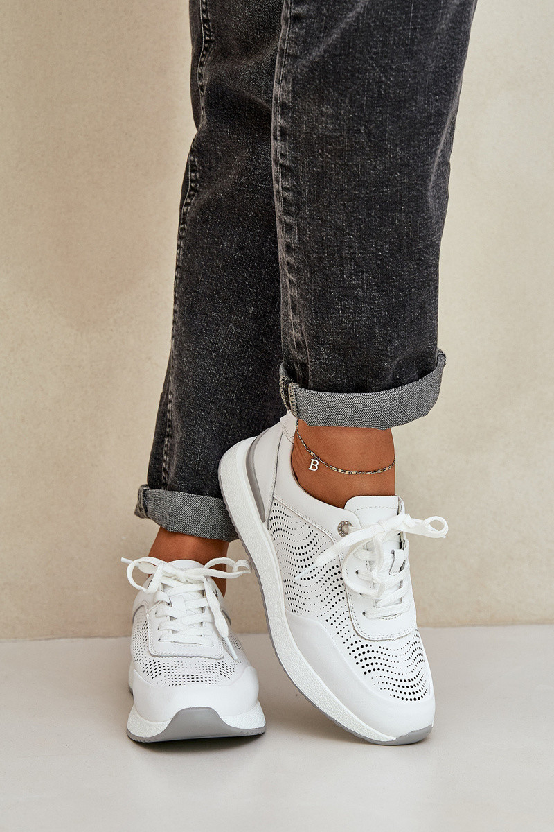 Kožené Sportovní Boty Dámské Sneakers S.Barski LR51-551 Bílé 40