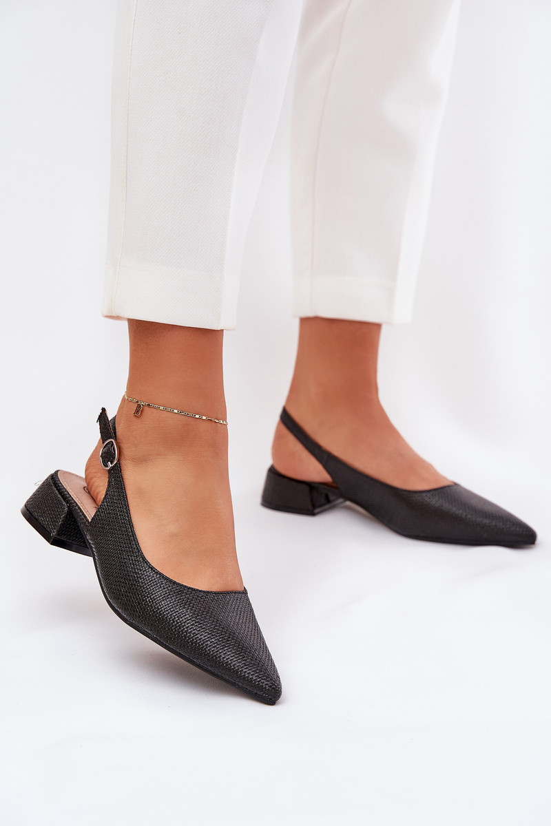 Plecione Sandały Damskie Na Delikatnym Obcasie Czarne Jorela 39