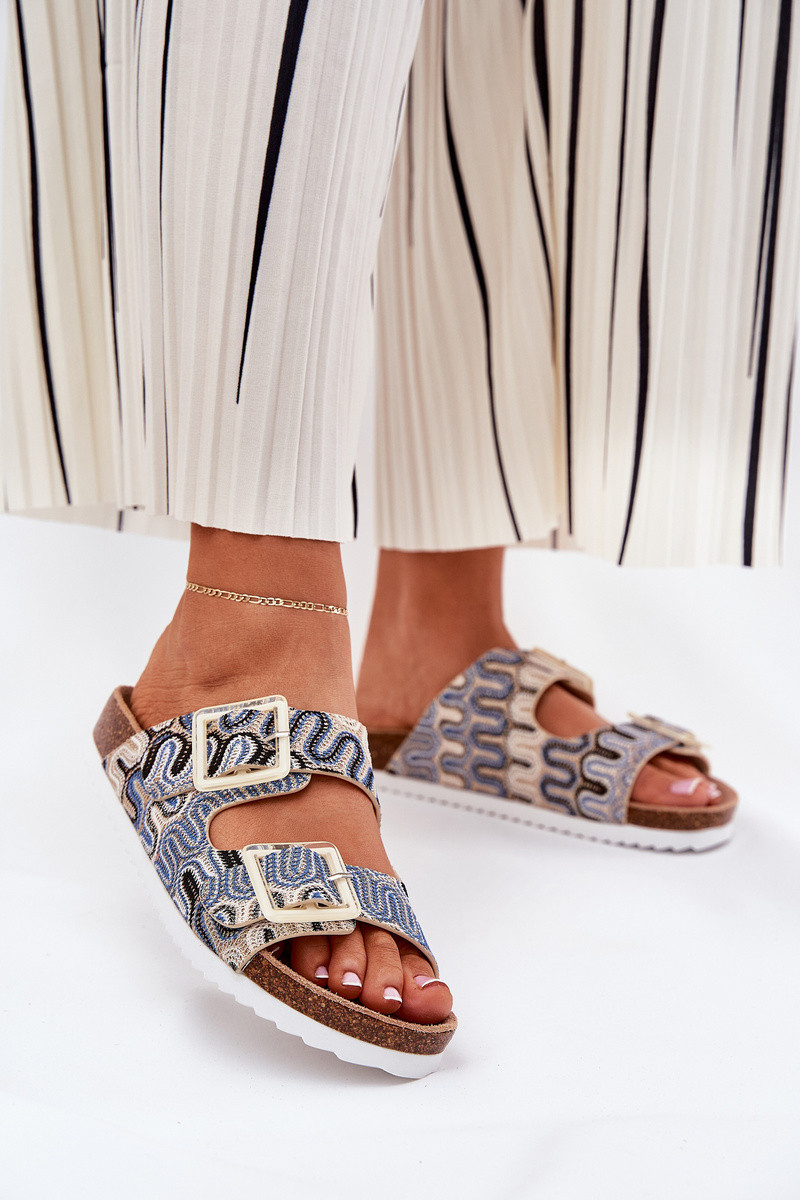 Dámské Pantofle S Přezkami A Leskem Béžové S.Barski RB51-006 40