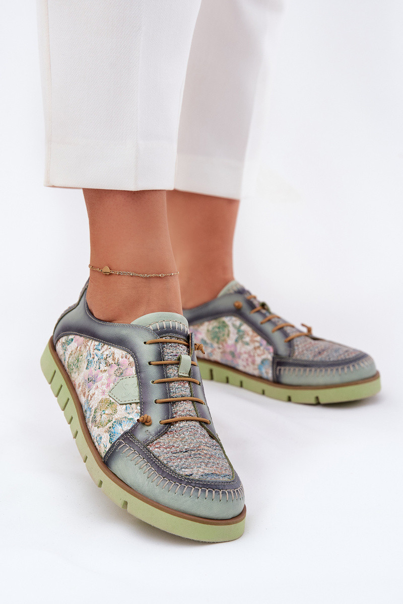 Kožené dámské polobotky s vzorem Maciejka 06784-09 zelené 39