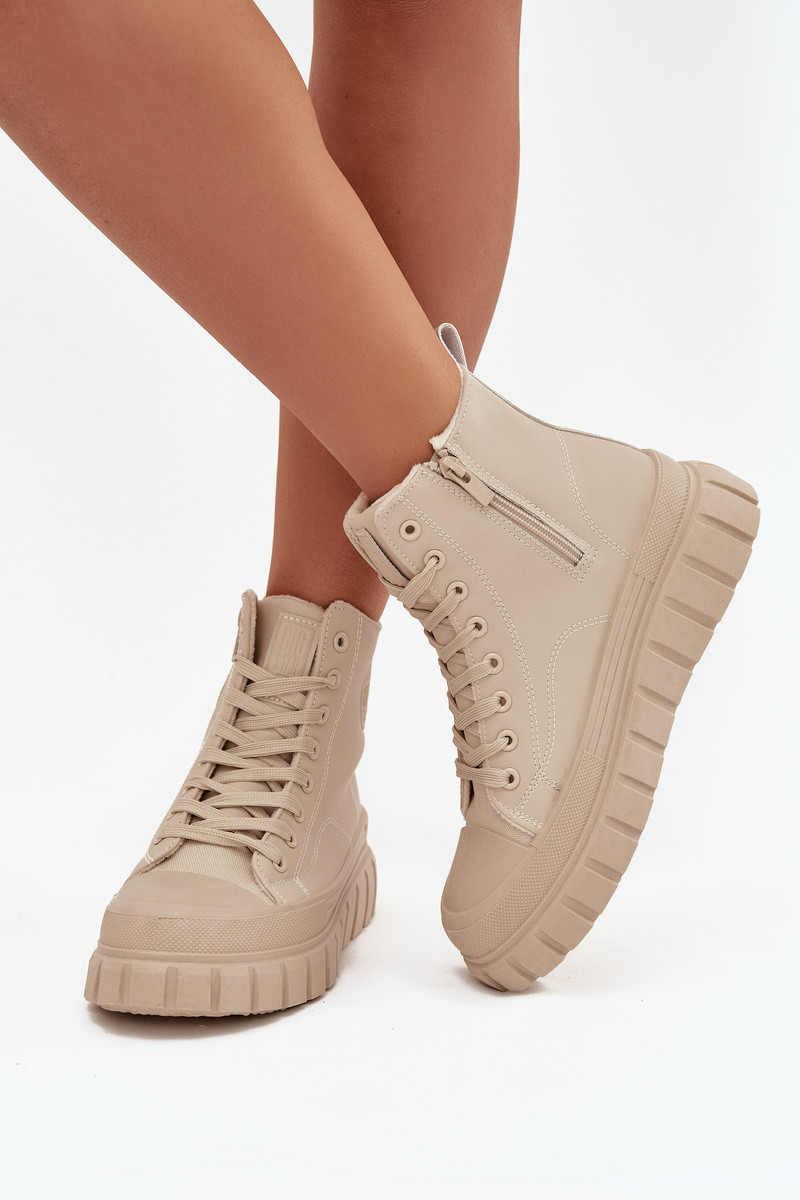 Zateplené dámské tenisky na platformě z ekokůže Big Star model 21708690 béžové - Big Star Shoes 37