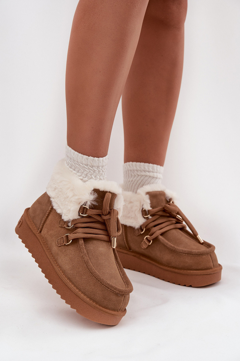 Dámské sněhule z přírodní semiš D.Franklin DFSH375006 Camel 36