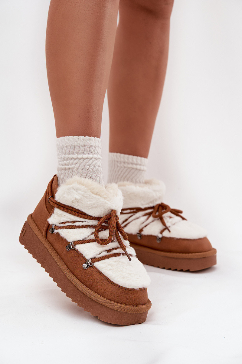 Nízké sněhule na platformě s kožešinou D.Franklin DFSH370011 Camel 40