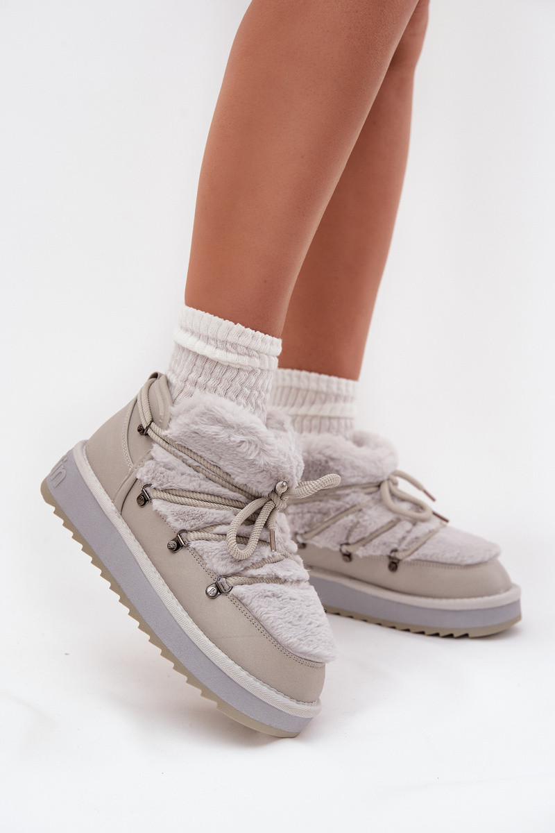 Nízké sněhule na platformě s kožešinkou D.Franklin DFSH370011 světle šedé 41