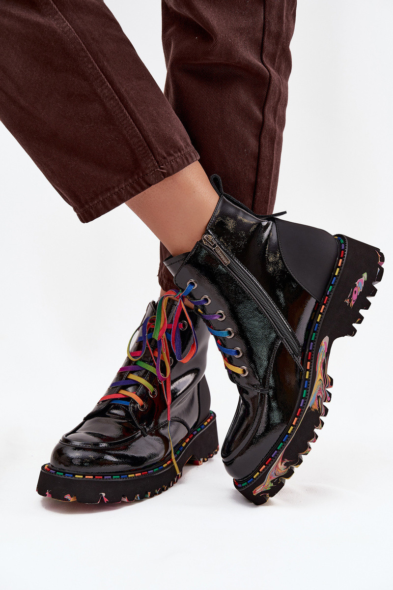 Kožené lakované dámské kotníkové boty Artiker 57C0064 Černé 38