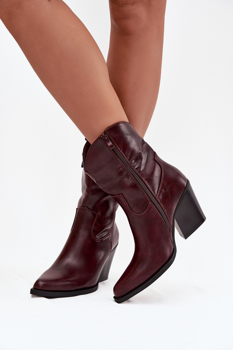 Dámské kožené boty typu kovboj na podpatku Bordové Sorelia 39