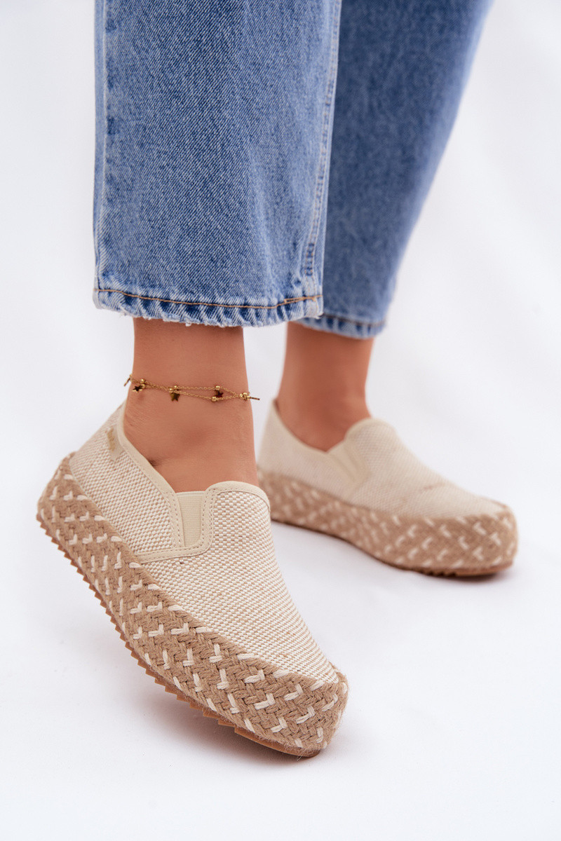 Levně Dámské espadrilles na platformě s pletením Lee Cooper LCW-26-31-4332 béžové 38