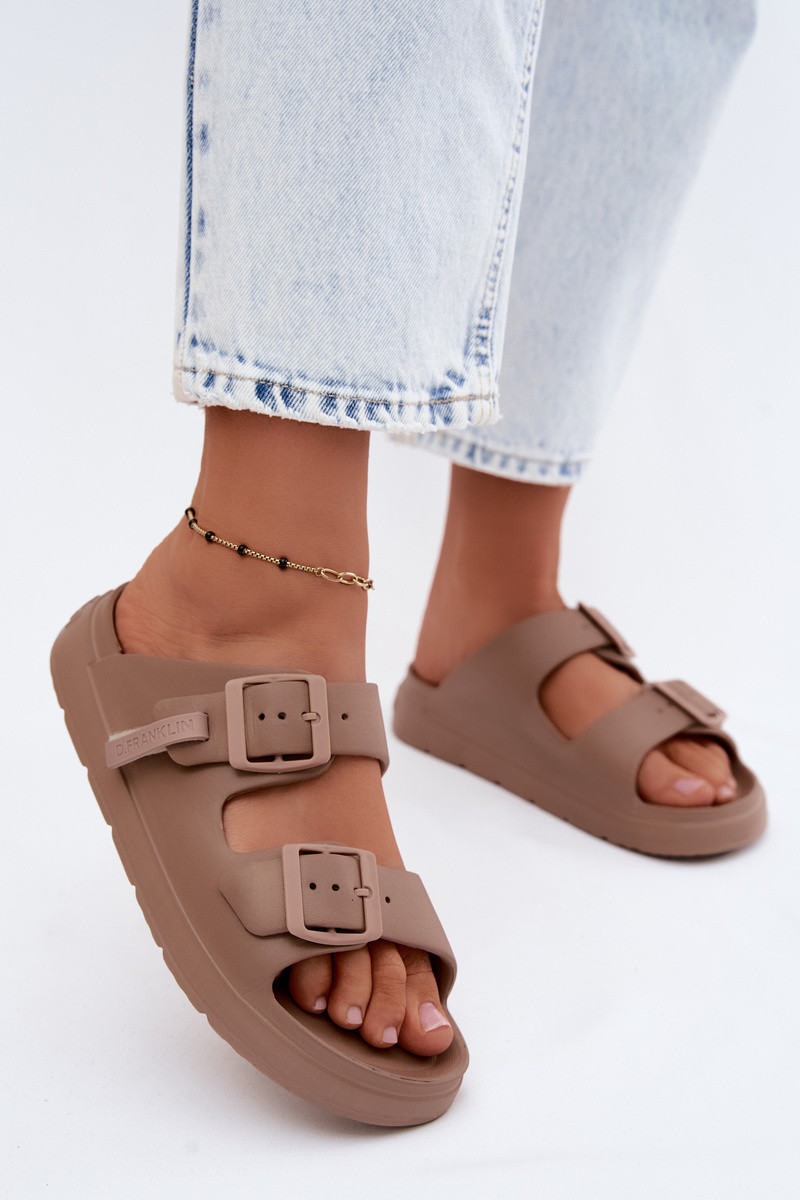Dámske penové papuče s prackami D.Franklin DFSH413004 dark beige 40