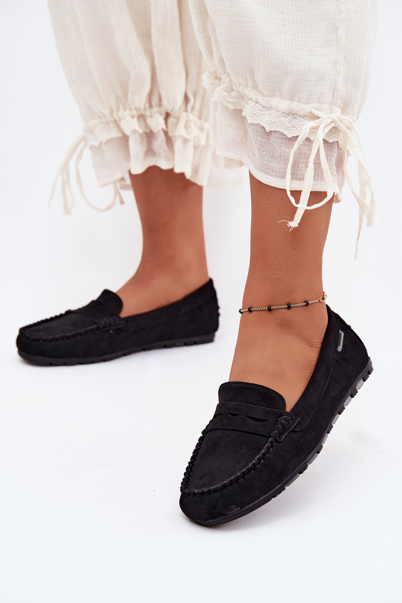 Dámské rovné mokasíny z imitace semiše černé Galadriel 37