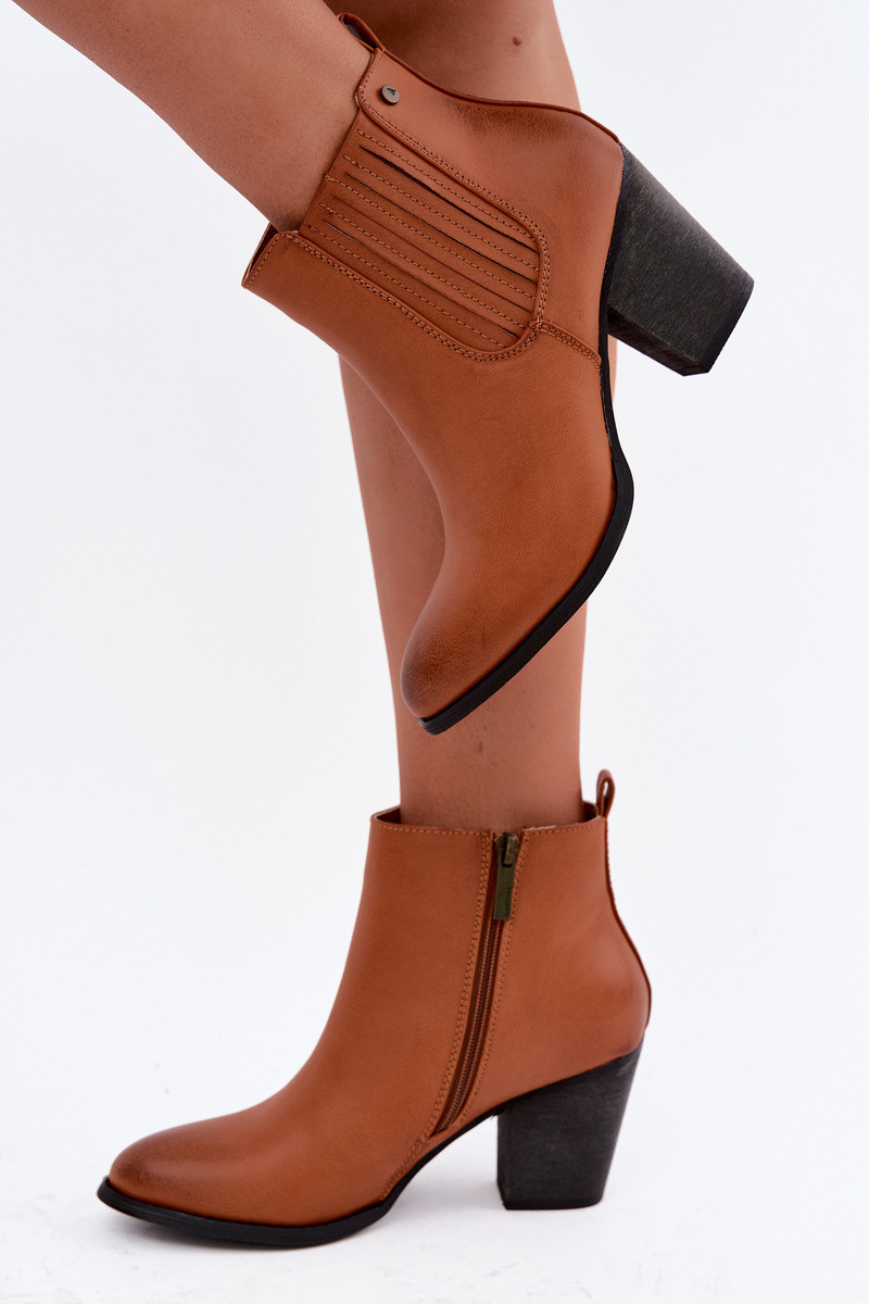 Dámské zateplené kozačky na podpatku Medicine RW16-OBD428-80X Camel 40