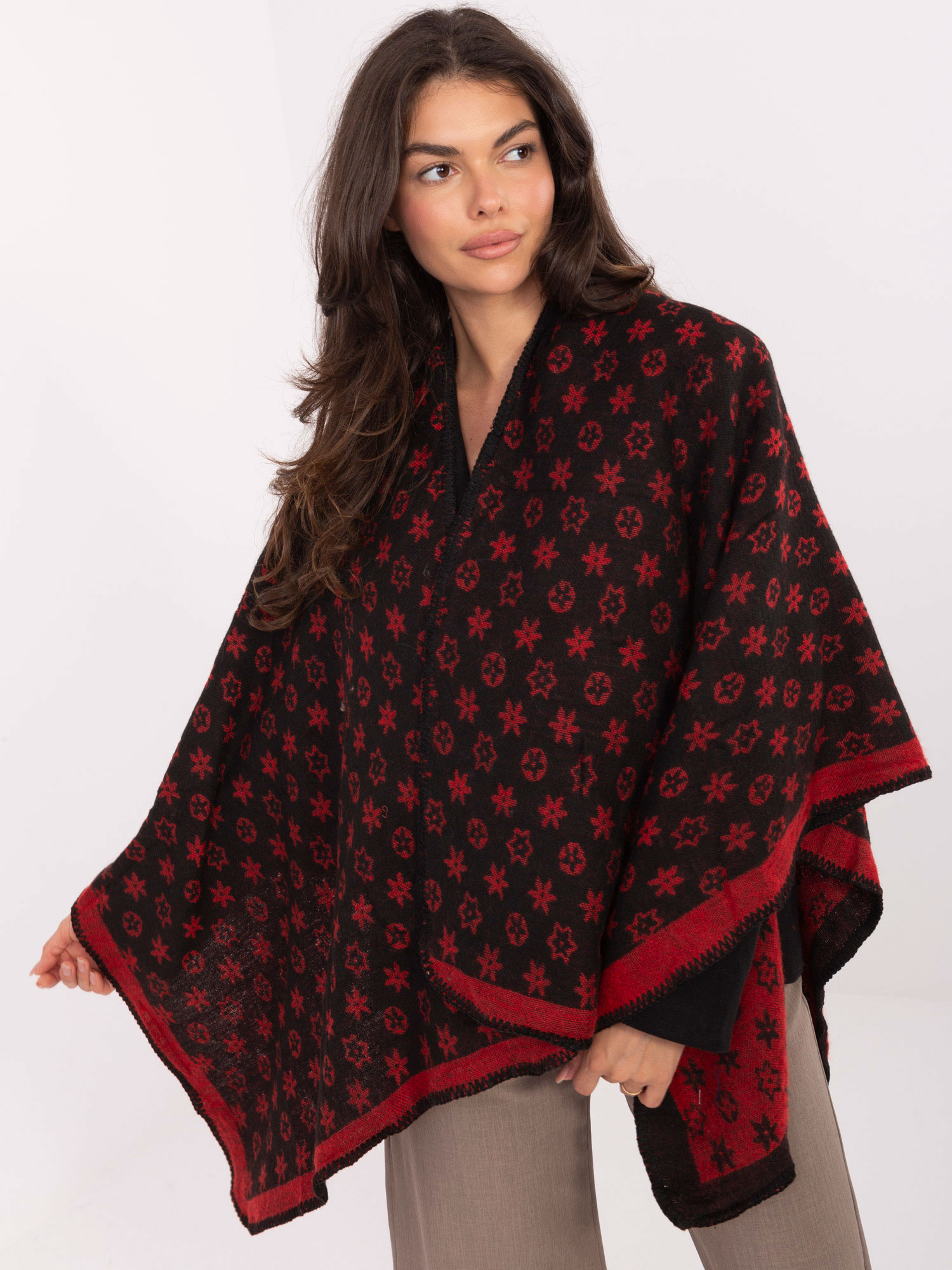 E-shop Poncho AT PN 7661.89 čierna a červená jedna velikost