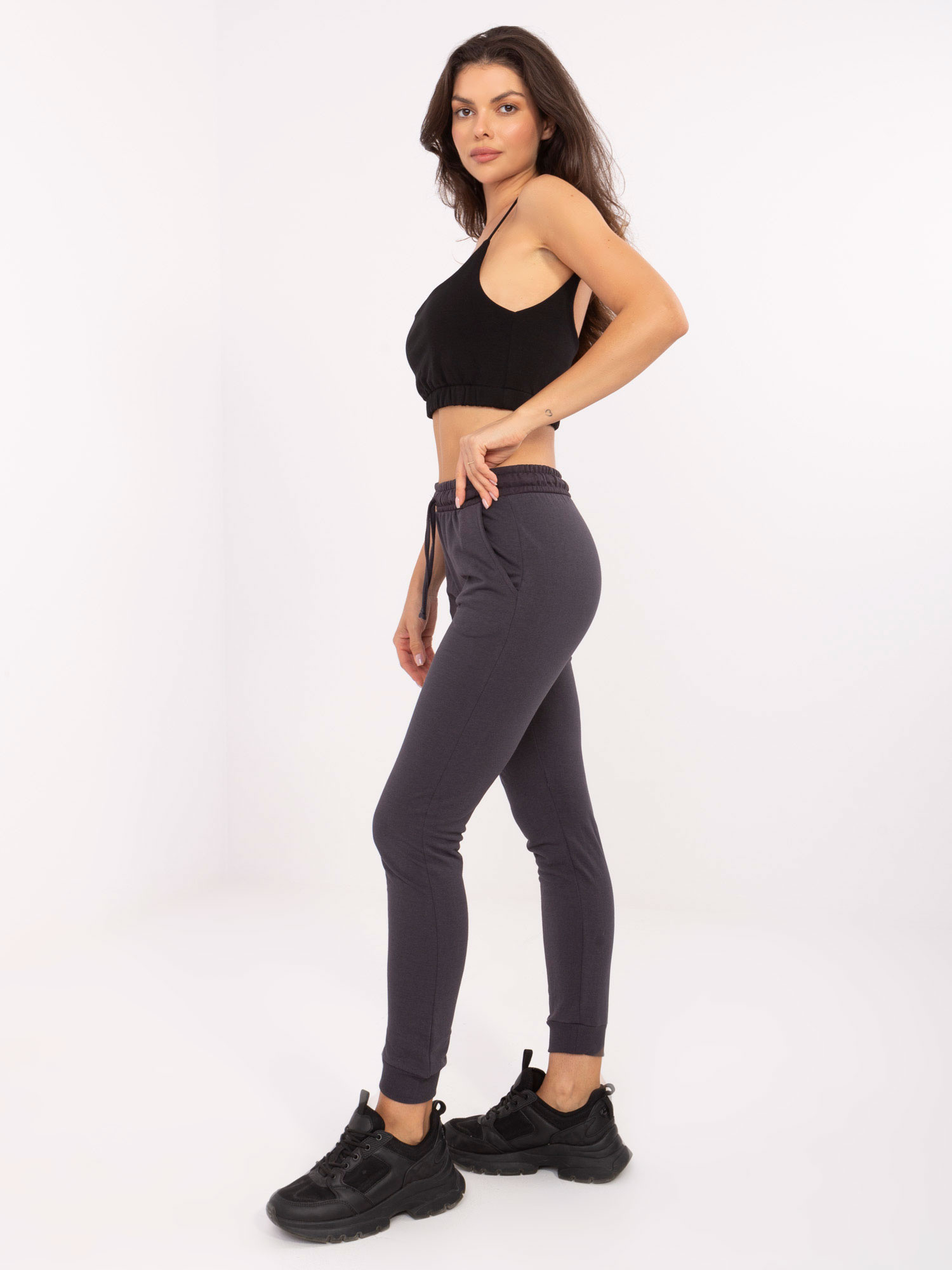 Dámské tepláky B-006.93 BASIC FEEL GOOD Barva: Šedá - tmavě, Velikost: L