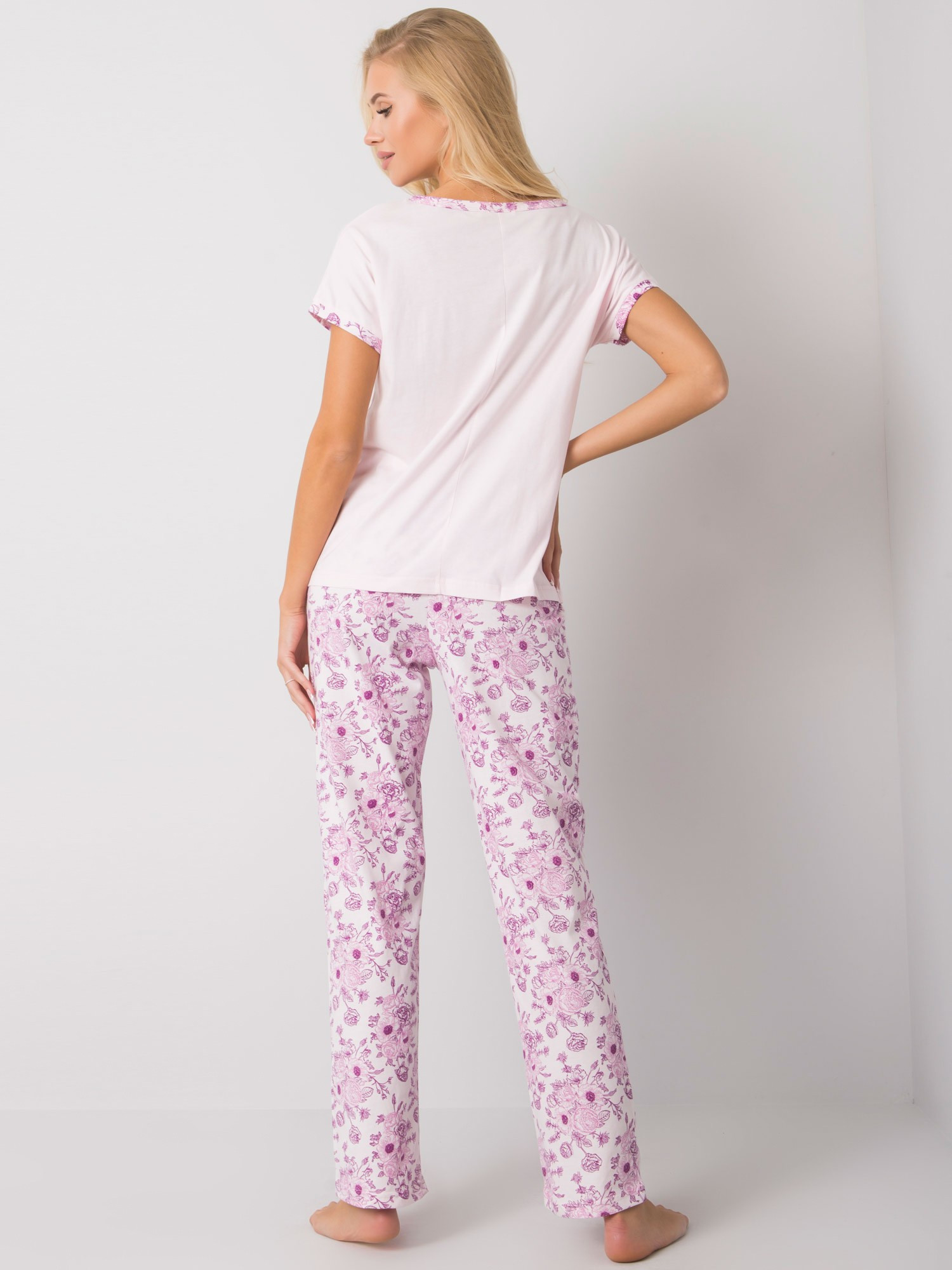 Dámske svetloružové pyžamo s potlačou L