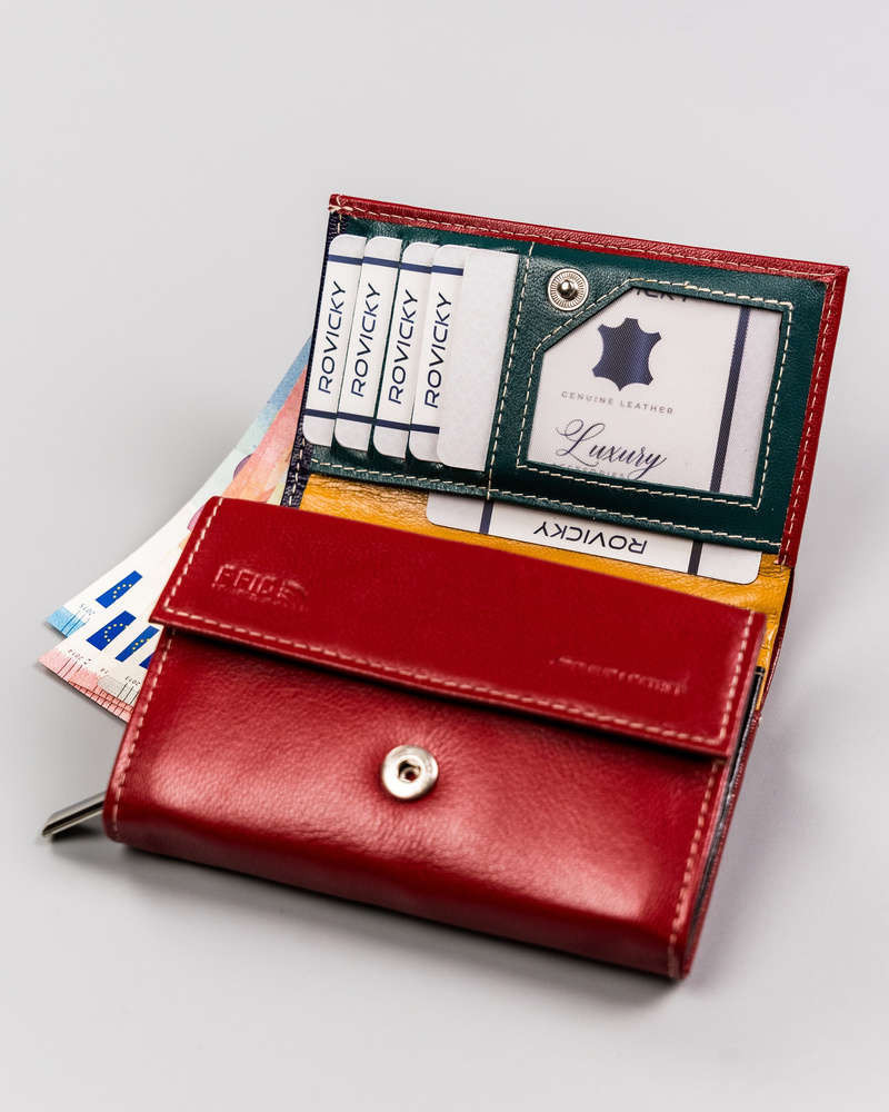 Dámské peněženky [DH] Dámská kožená peněženka R RD 02 GCL červená jedna velikost