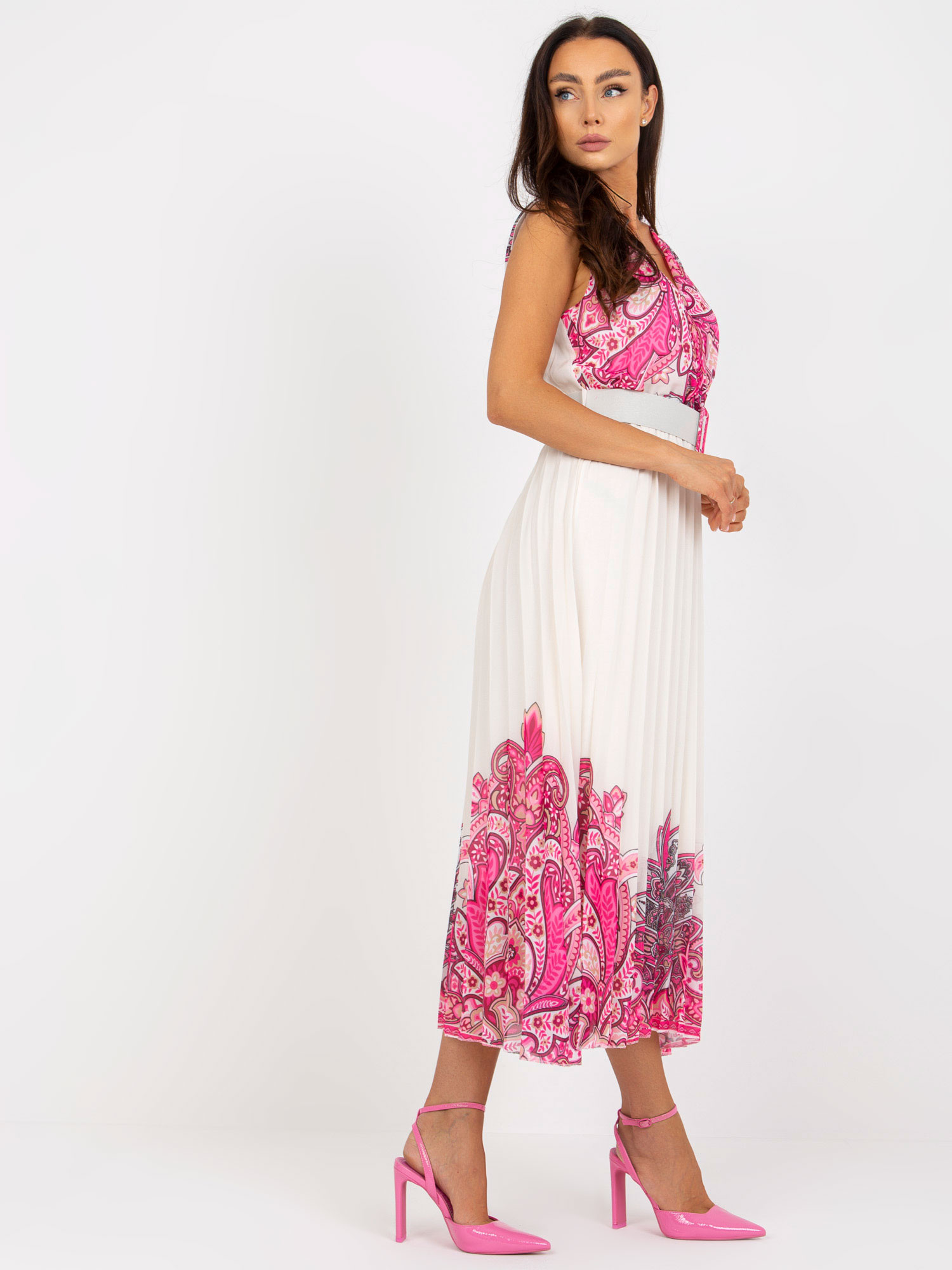 Dámské šaty DHJ SK model 17513656 bílé a růžové jedna velikost - FPrice