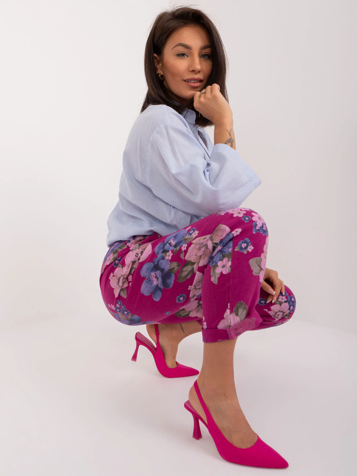 Nohavice DHJ SP 1365.89 fialová jedna velikost