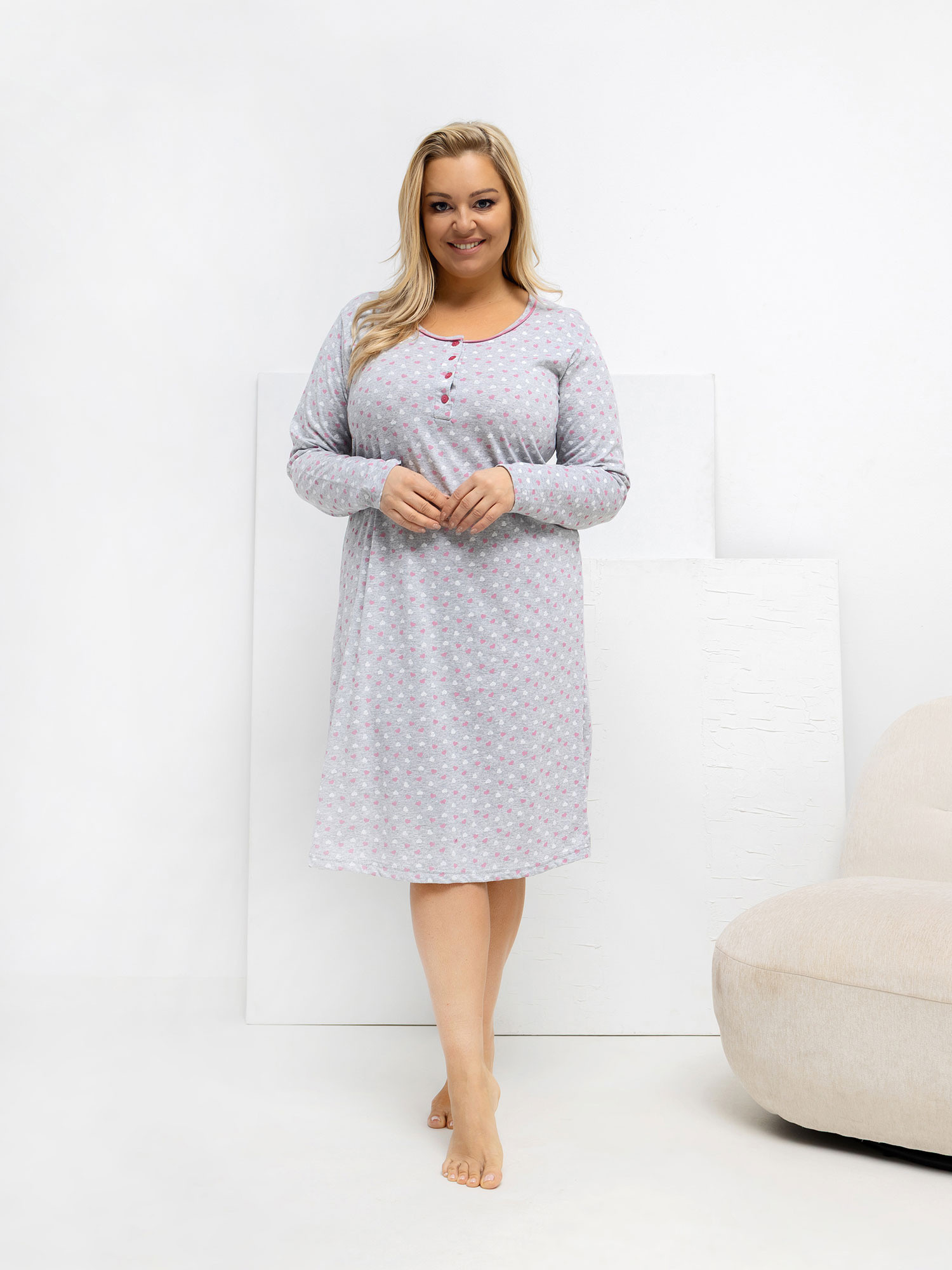 DU KN noční košile FP 605.69 šedá 4XL (obrázek 4)