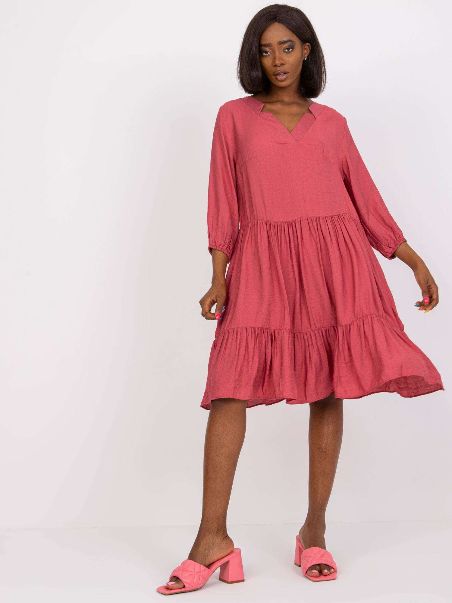 Dámské šaty Dress-EM-SK-004.06-tmavě růžová L/XL