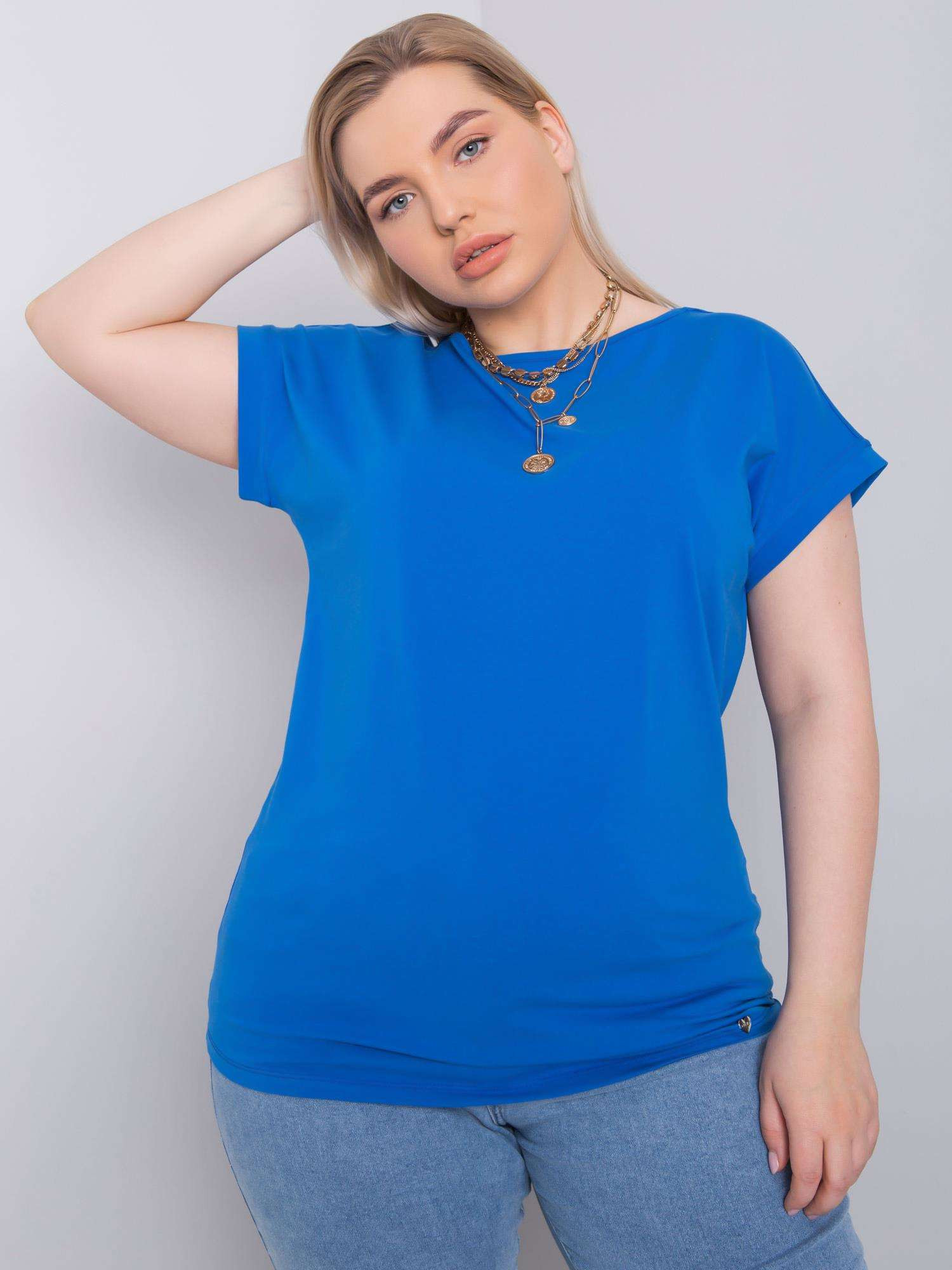 Tmavě modré bavlněné tričko plus velikosti 3XL