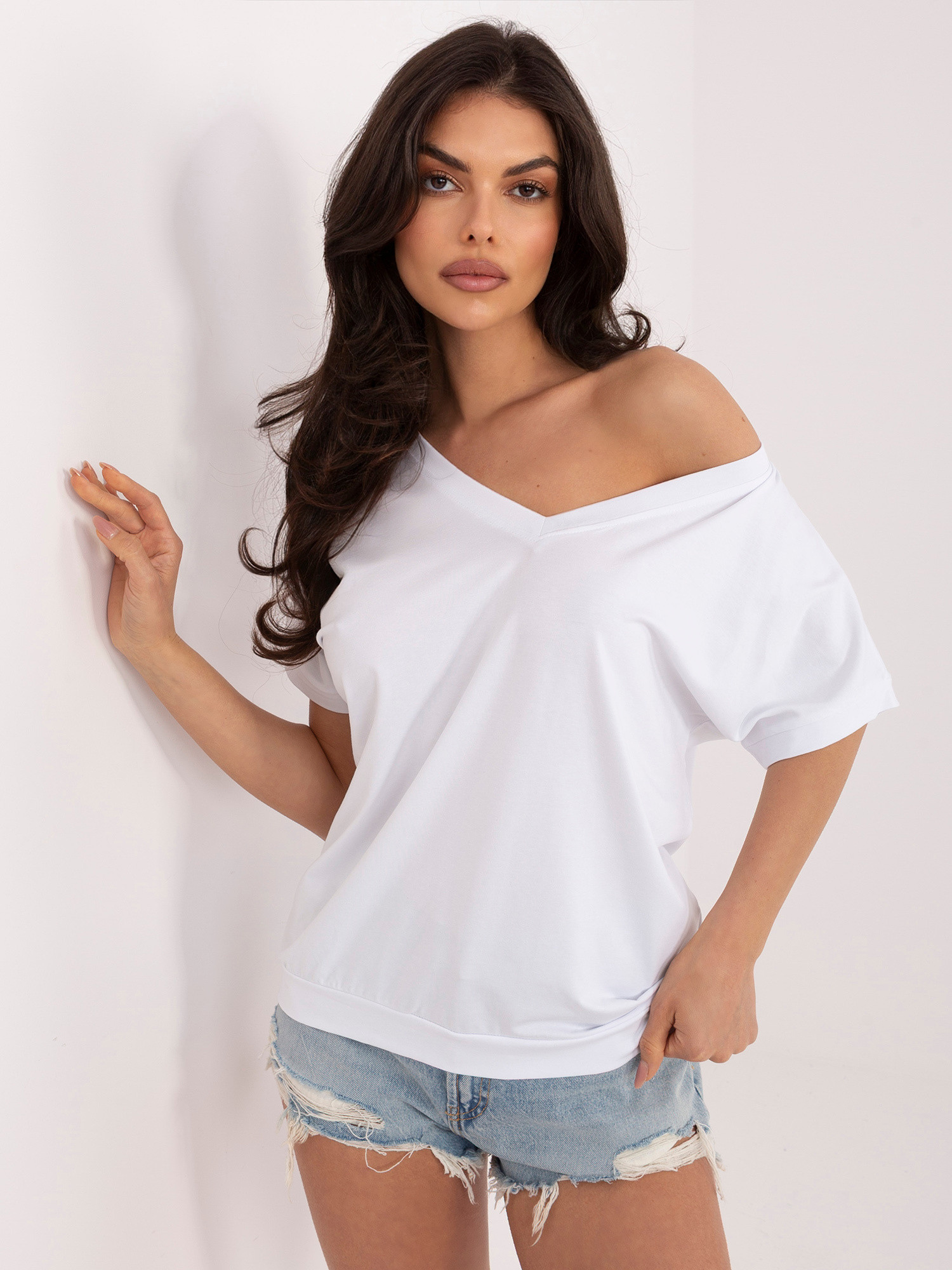 Bílá oversize halenka s krátkým rukávem