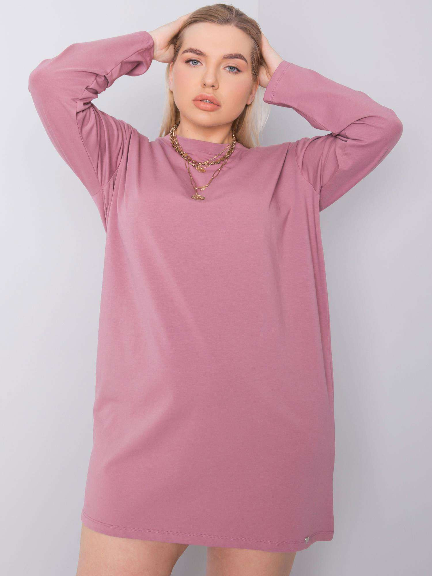 Dusty růžové bavlněné šaty plus velikosti XL