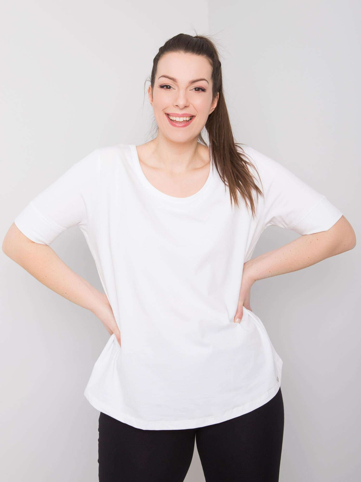 Dámské bílé bavlněné tričko větší velikosti 3XL