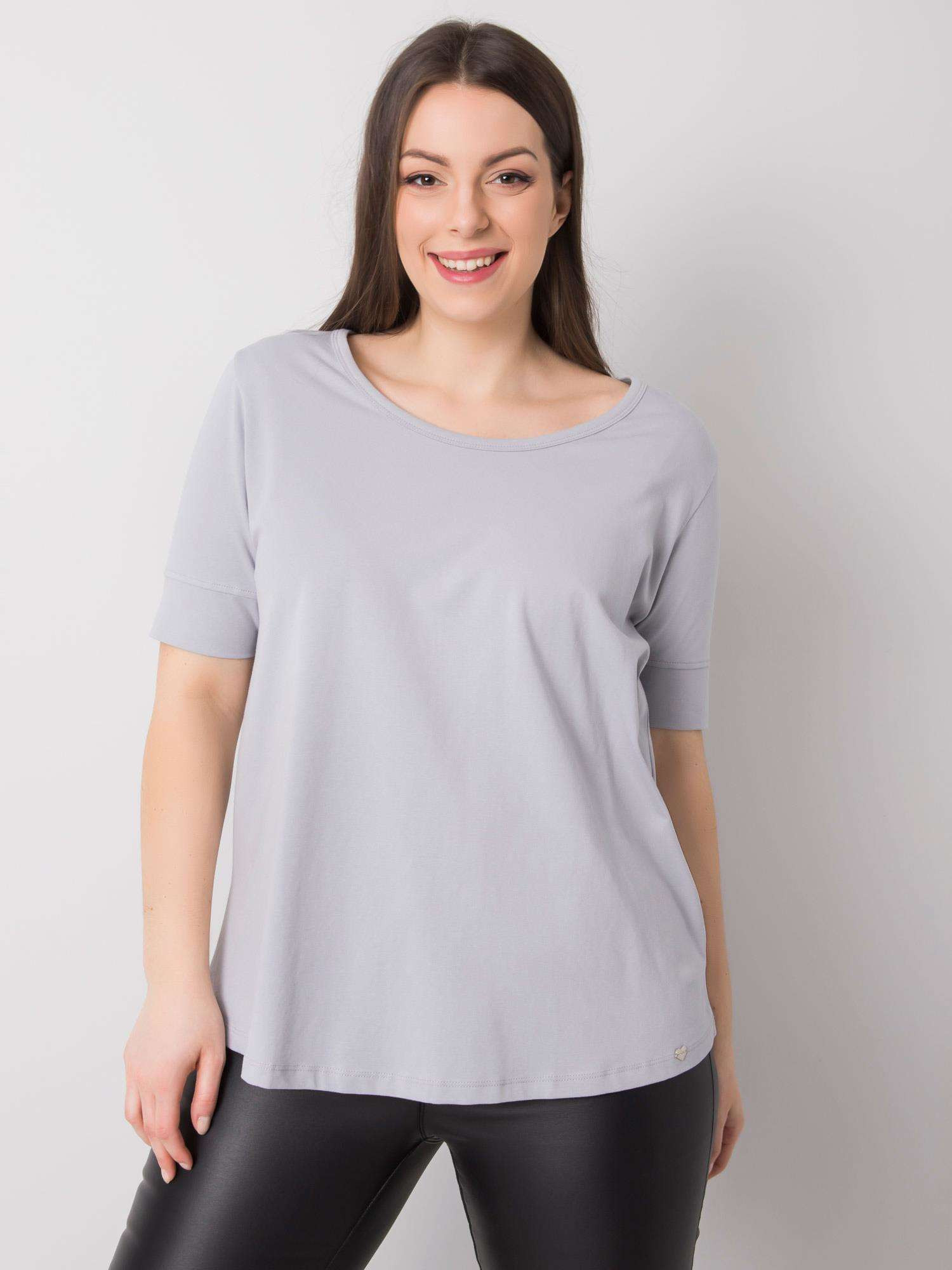 Dámské světle šedé bavlněné tričko nadměrné velikosti 4XL