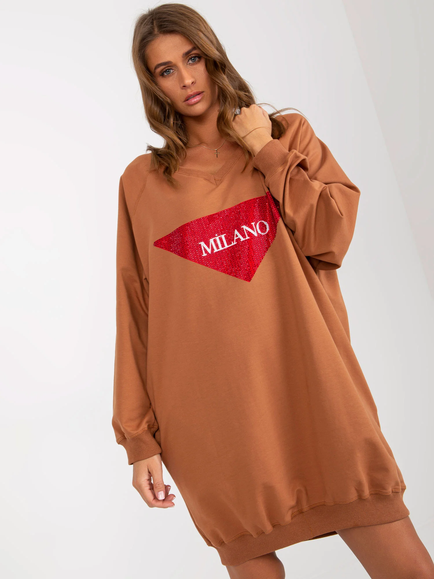 Mikina VI BL 3113.73P světle hnědá jedna velikost (obrázek 3)