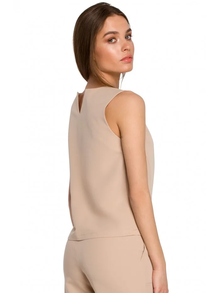 S257 Halenka bez rukávů - béžová EU XL (obrázek 3)
