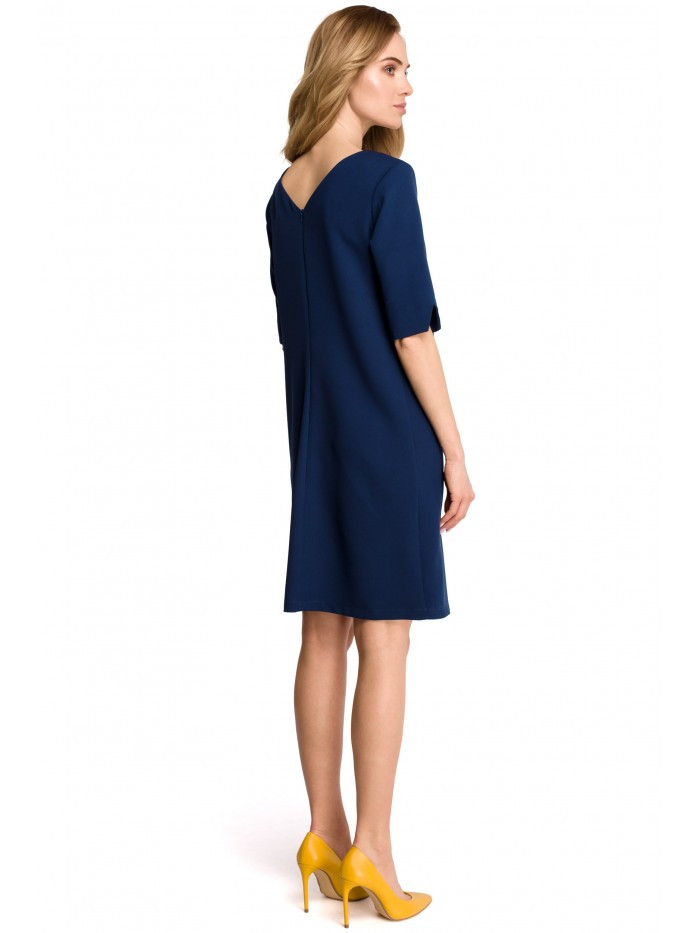 šaty s výstřihem do V na zádech tmavě modré EU L model 18001799 - Style
