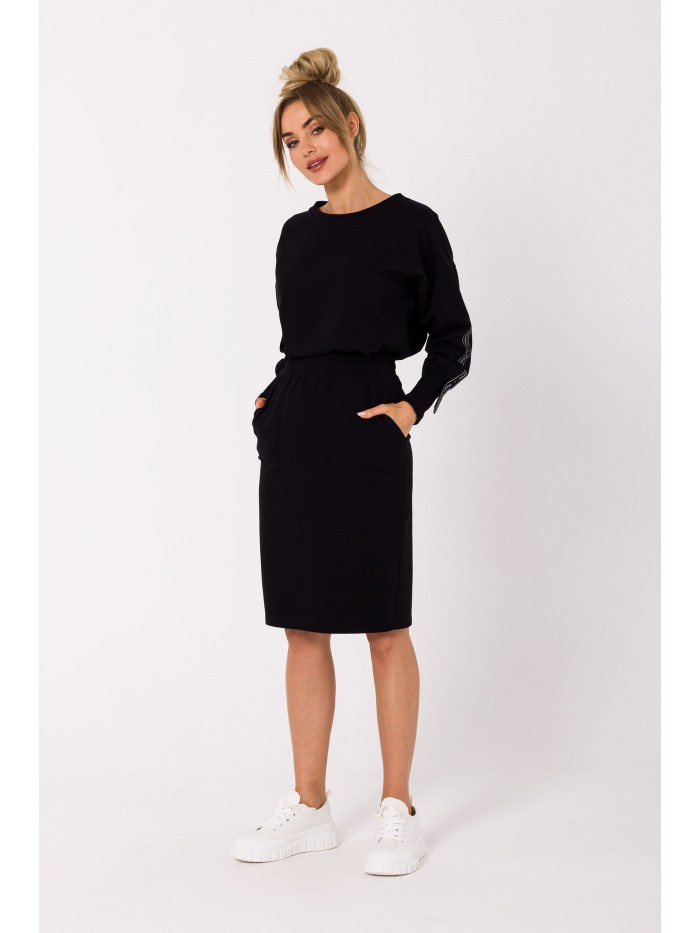 model 18383181 Vypasovaná sukně s kapsami černá - Moe Velikost: EU S