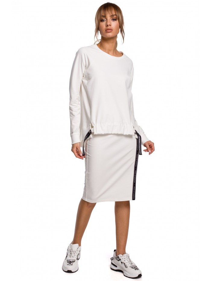 tužková sukně s pruhem s logem ecru barva EU M model 15104385 - Moe