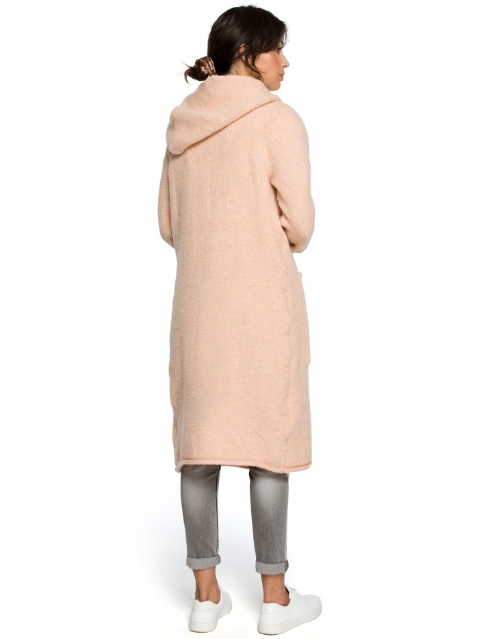 model 18001928 Dlouhý svetr s kapucí a bočními kapsami - světle růžový EU UNI