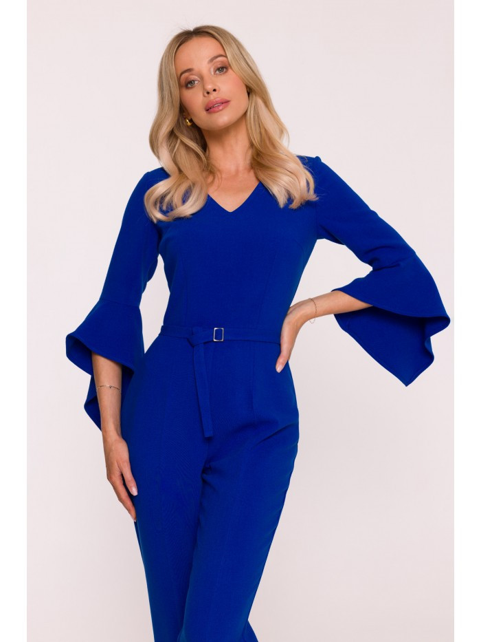 S416 Kombinéza s volánkovými rukávy - královská modř EU XL (obrázek 4)