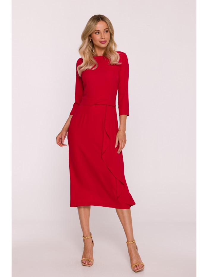 S425 Šaty s volánkem - červené EU S