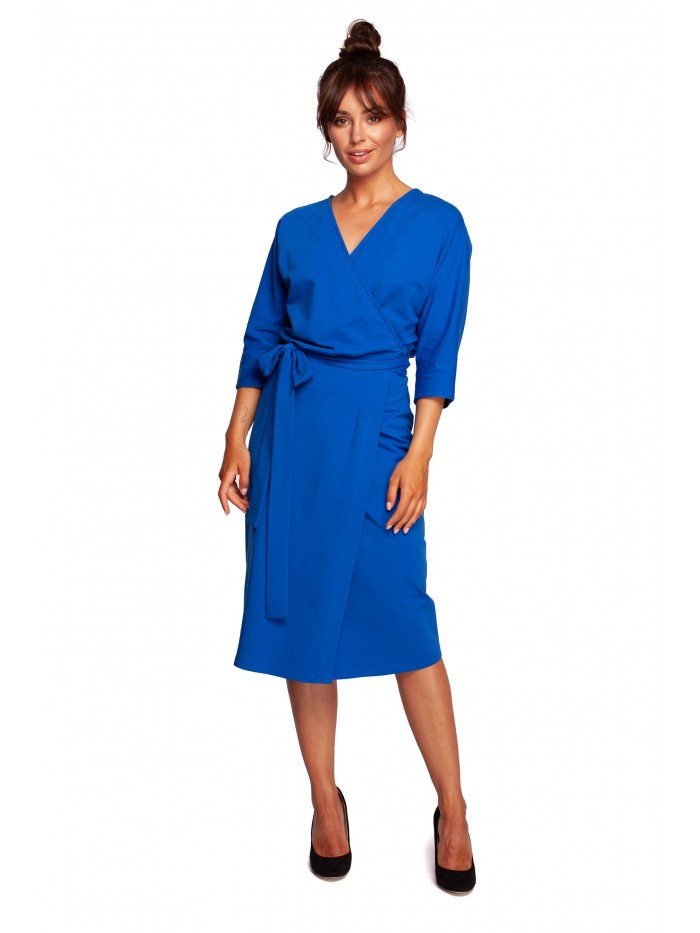 B241 Zavinovací šaty s páskem na zavazování - královská modř EU XXL