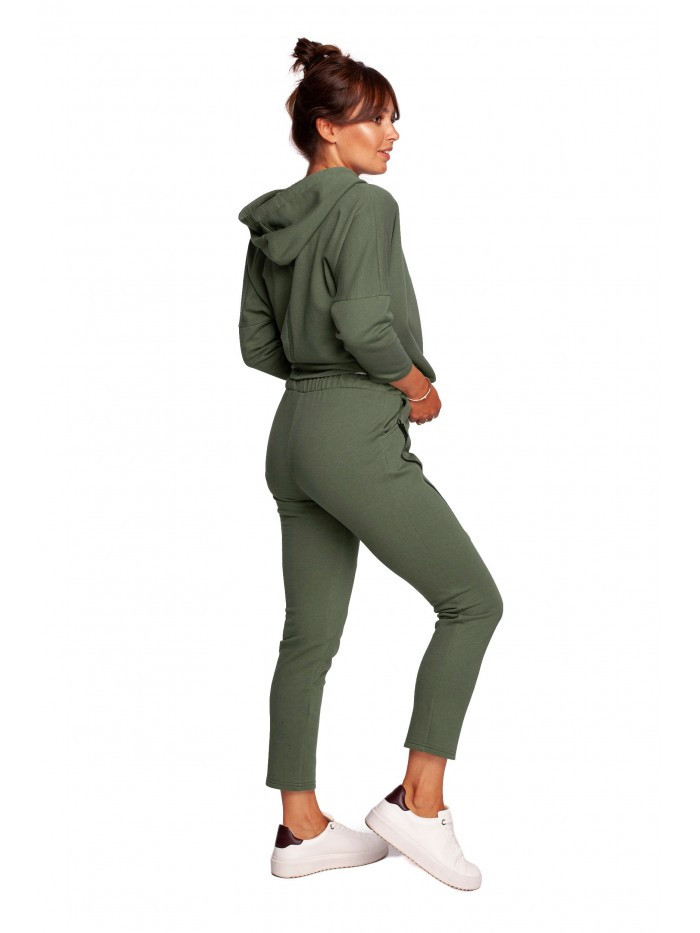 pletené kalhoty s ozdobnými zipy khaki barva EU L model 18004363 - BE