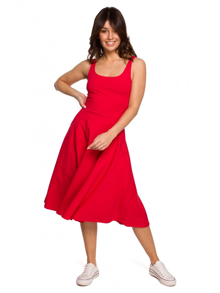 B218 Přiléhavé šaty bez rukávů - červené EU XXL