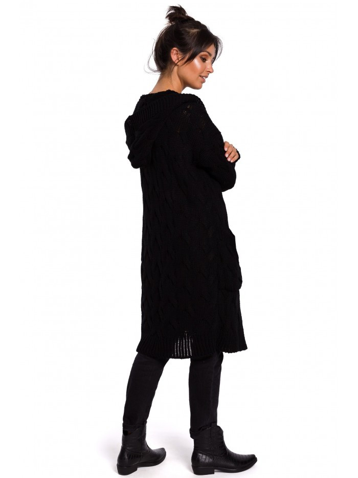 Pletený svetr s kapucí černý model 18002145 - BeWear Velikost: EU S/M