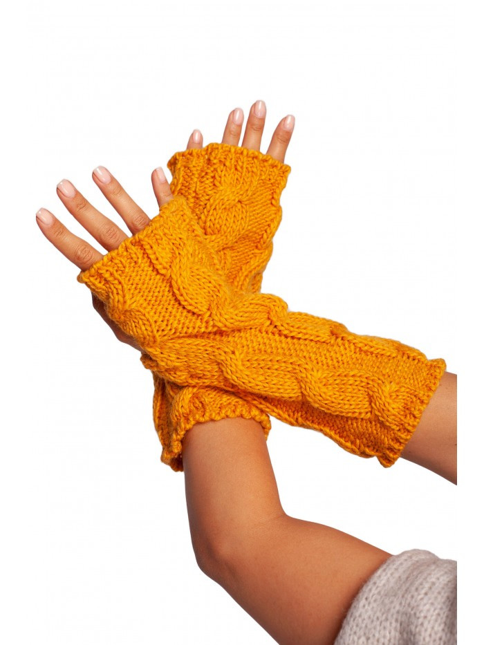BK098 Pletené rukavice bez prstů - medové Velikost: EU UNI
