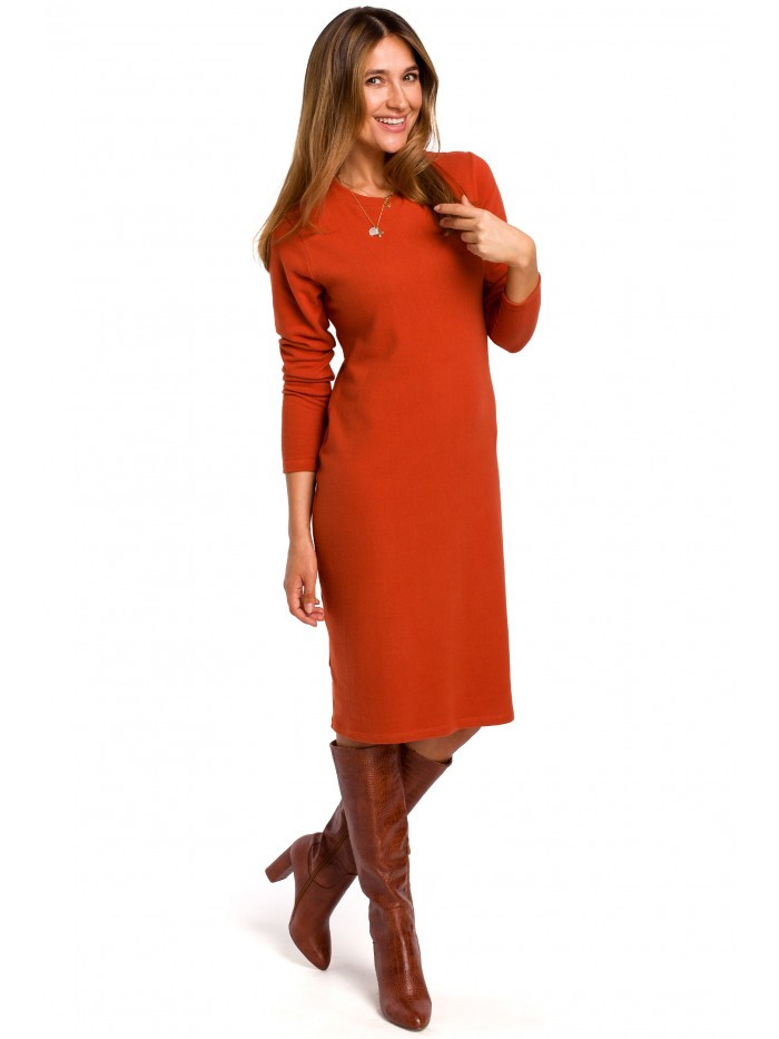model 18002181 Svetrové šaty s dlouhými rukávy - červené EU XXL