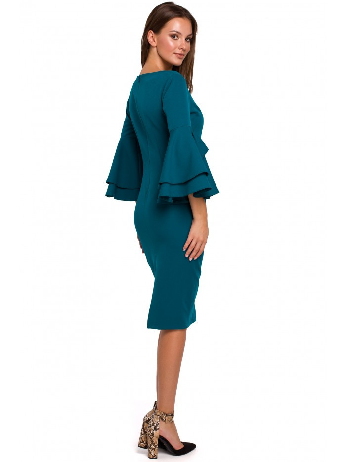Plášťové šaty s rukávy - modré EU XXL model 18002414
