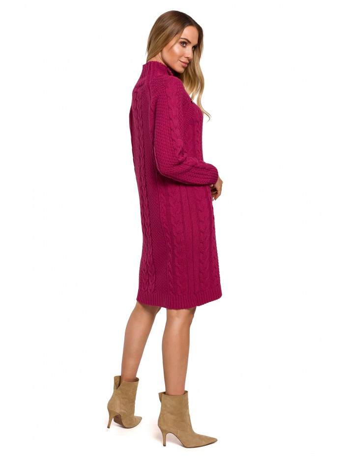 model 18003596 Svetrové šaty s vysokým límcem - růžové EU L/XL