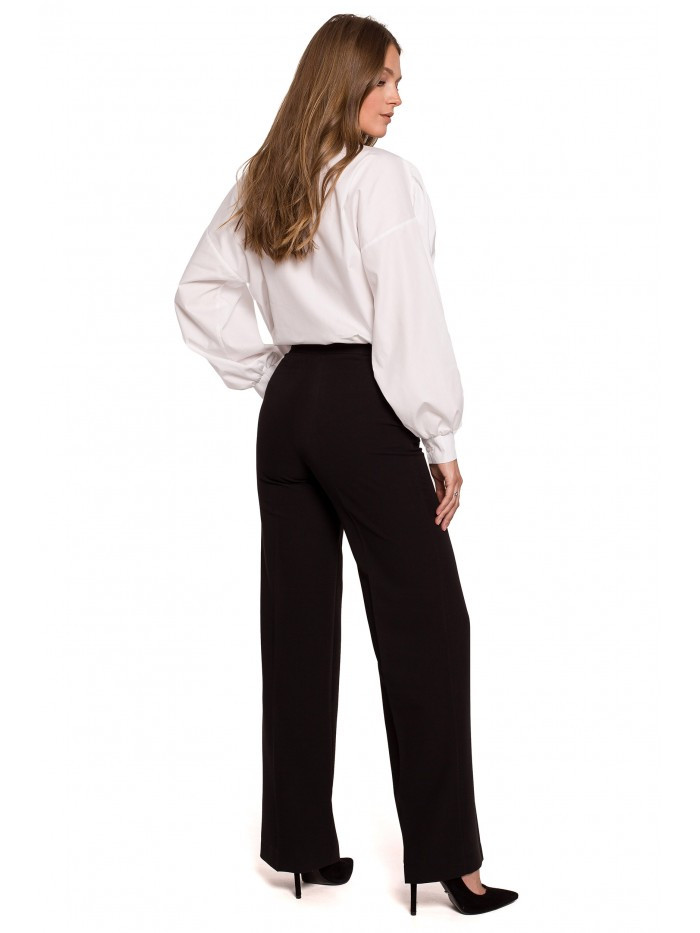 model 18003686 Klasické kalhoty s rovnými nohavicemi černé - Makover Velikost: EU L