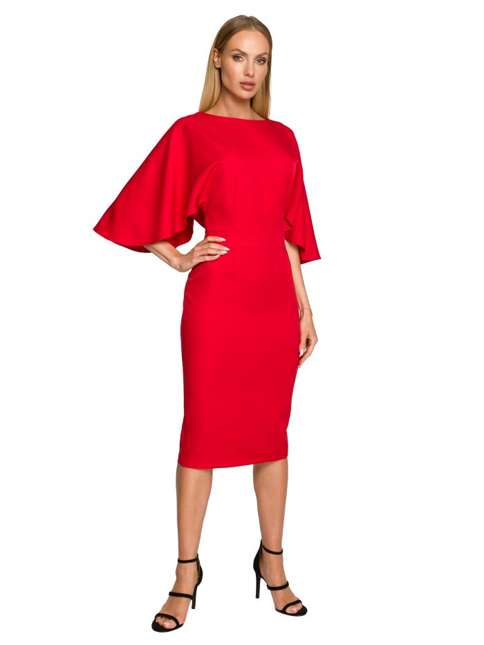 M700 Pouzdrové šaty s kimonovými rukávy - červené EU XL
