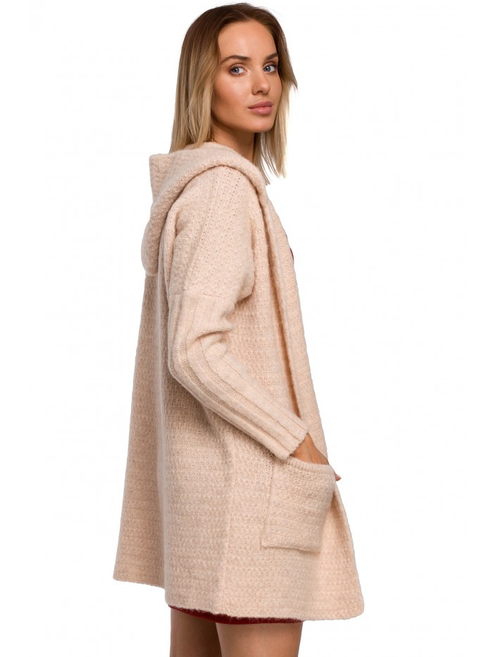 model 18002997 Pletený svetr s kapucí béžový - Moe Velikost: EU S/M
