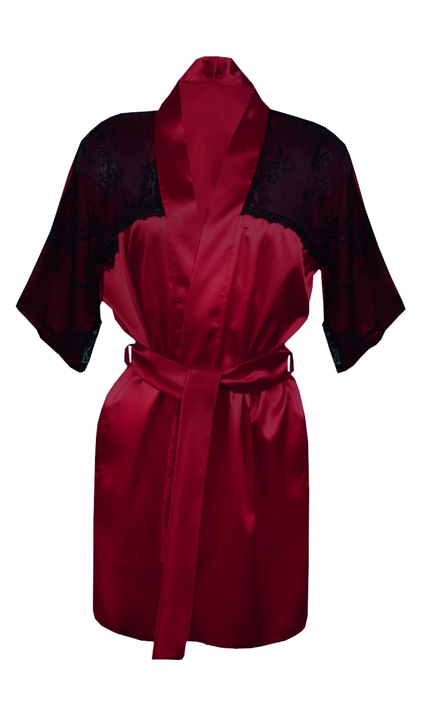 DKaren Housecoat Barbara Crimson L Crimson