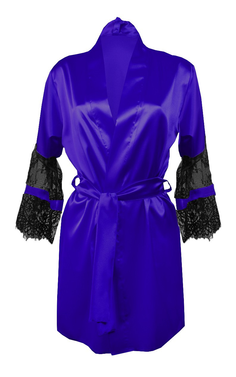 DKaren Housecoat Beatrice Blue L Blue