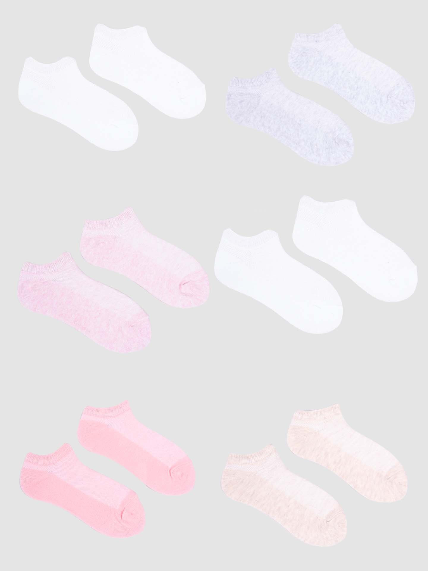 Yoclub Dívčí kotníkové tenké bavlněné ponožky Basic Plain Colours 6-pack SKS-0027G-0000 Multicolour 17-19
